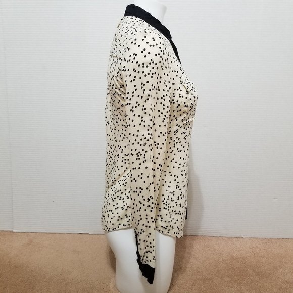 Maeve top 0 Bagatelle Button Down polka dot print long sleeve Anthropologie - Picture 4 of 16